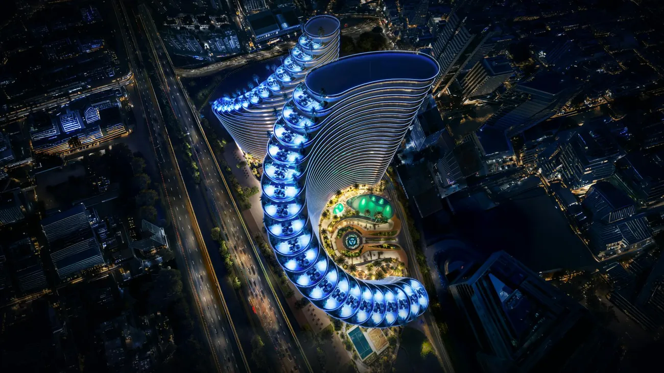 Render exterior de Skyflame en Majan, Dubái