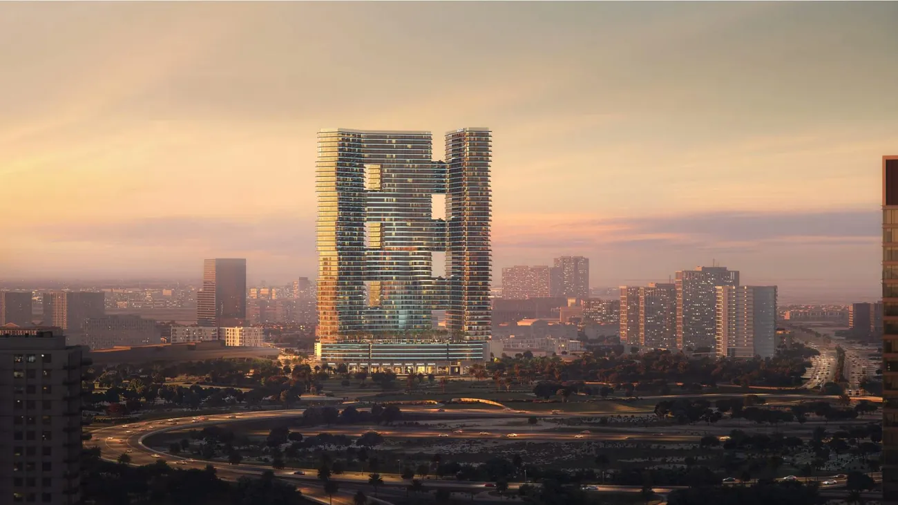 Render exterior de Sky Terraces en Motor City, Dubái